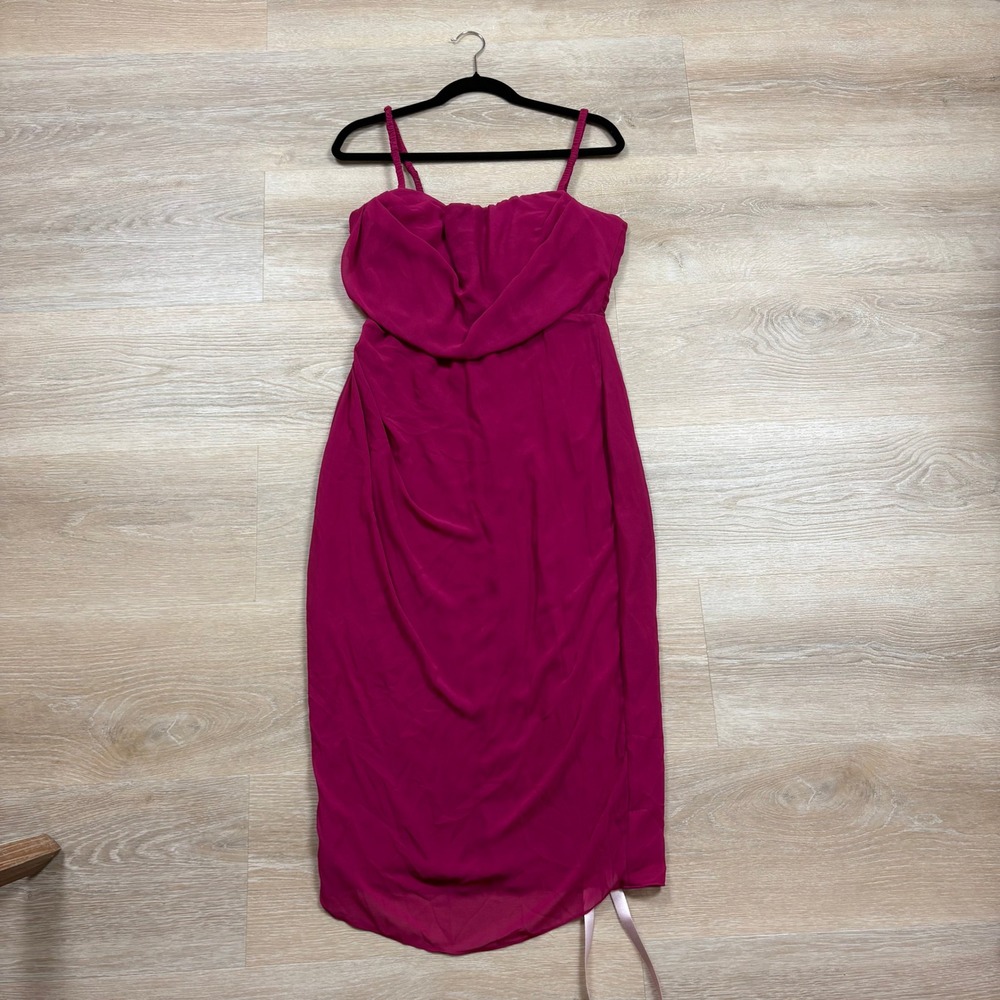 NWT House of CB‎ Jamille Draped Midi Dress Berry Pink Women's Large